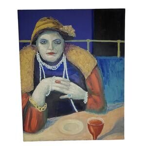 Madam Bijou Hand Painted Portrait by Artist W Cremer 1997 Original Artwork 28x22